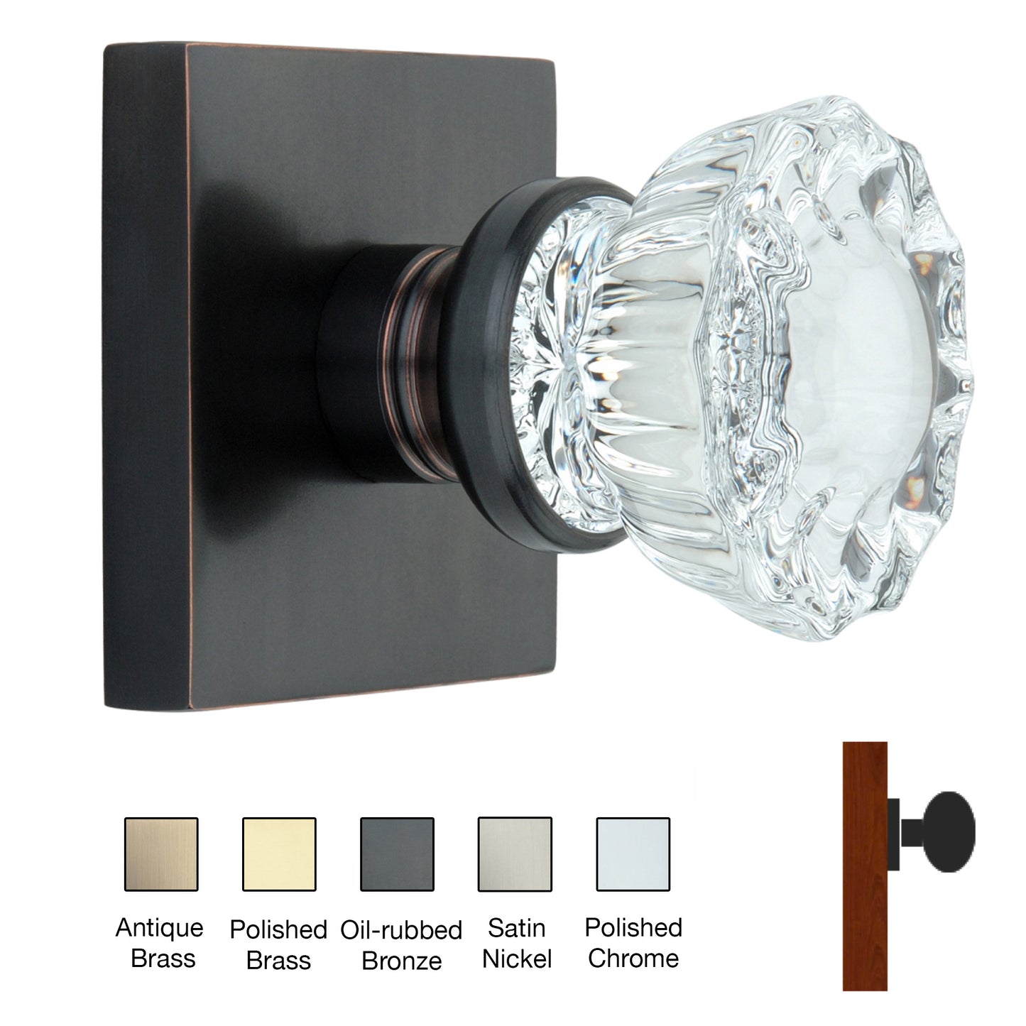 Square Rose with Crystal Door Knobs - Single Dummy