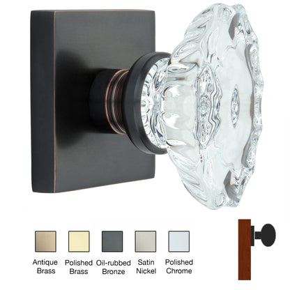 Square Rose with Calvert Crystal Door Knobs - Single Dummy