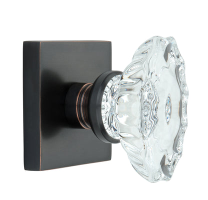 Square Rose with Calvert Crystal Door Knobs - Double Dummy