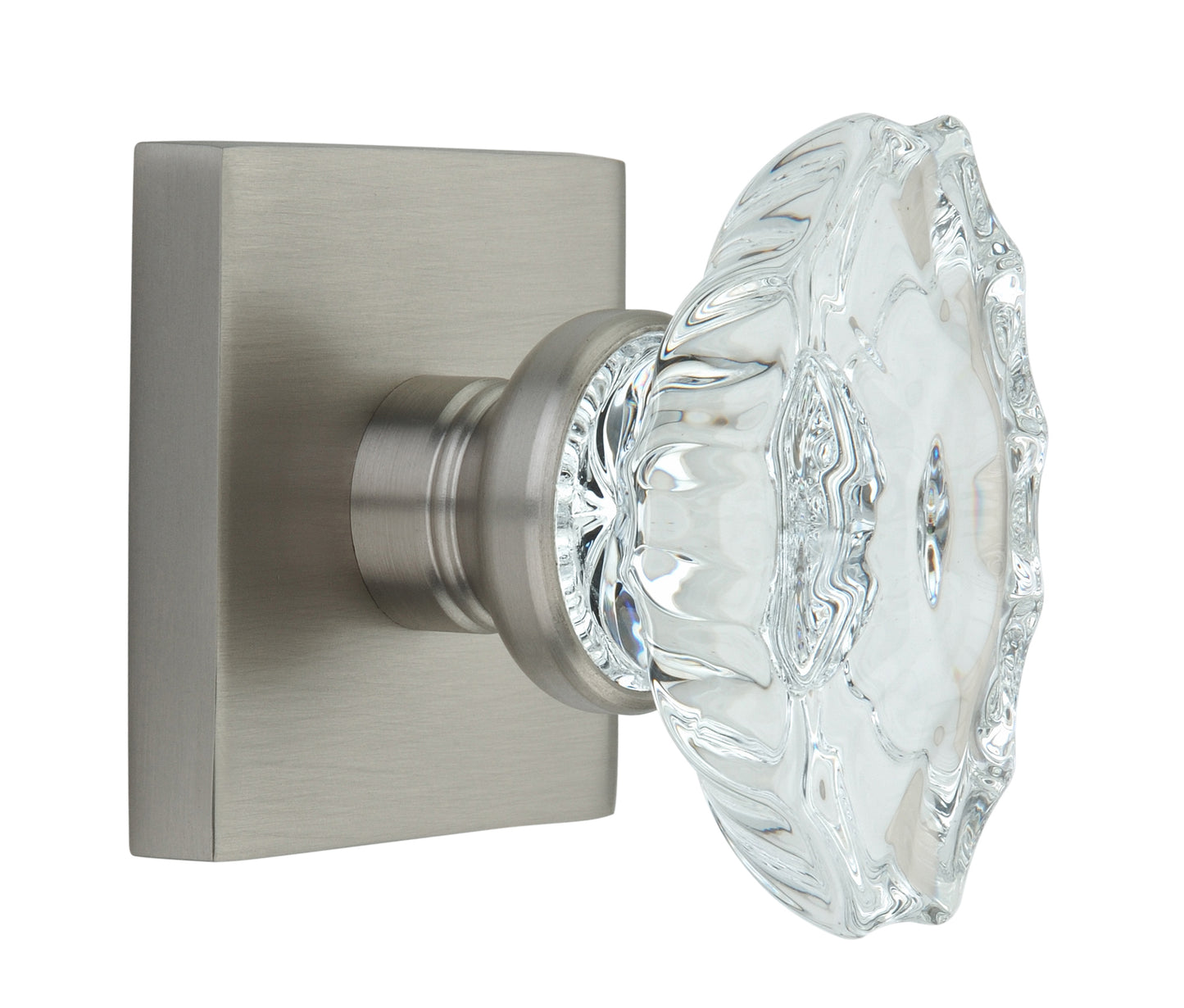 Square Rose with Calvert Crystal Door Knobs - Double Dummy