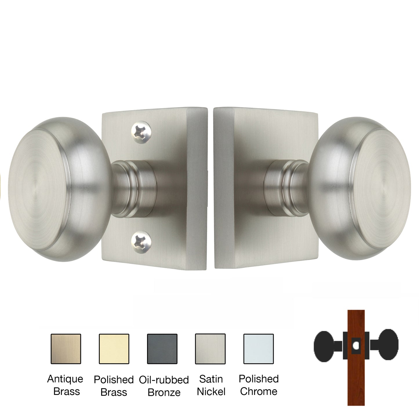 Square Rose with Flat Door Knobs - Passage / Hallway / Closet