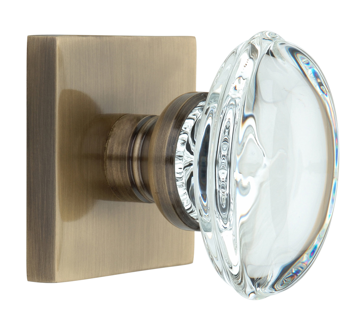 Square Rose with Oval Crystal Door Knobs - Double Dummy