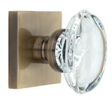Square Rose with Oval Crystal Door Knobs - Passage / Hallway / Closet