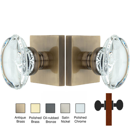 Square Rose with Oval Crystal Door Knobs - Double Dummy