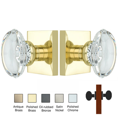 Square Rose with Oval Crystal Door Knobs - Double Dummy