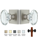 Square Rose with Oval Crystal Door Knobs - Double Dummy