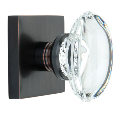 Square Rose with Oval Crystal Door Knobs - Double Dummy