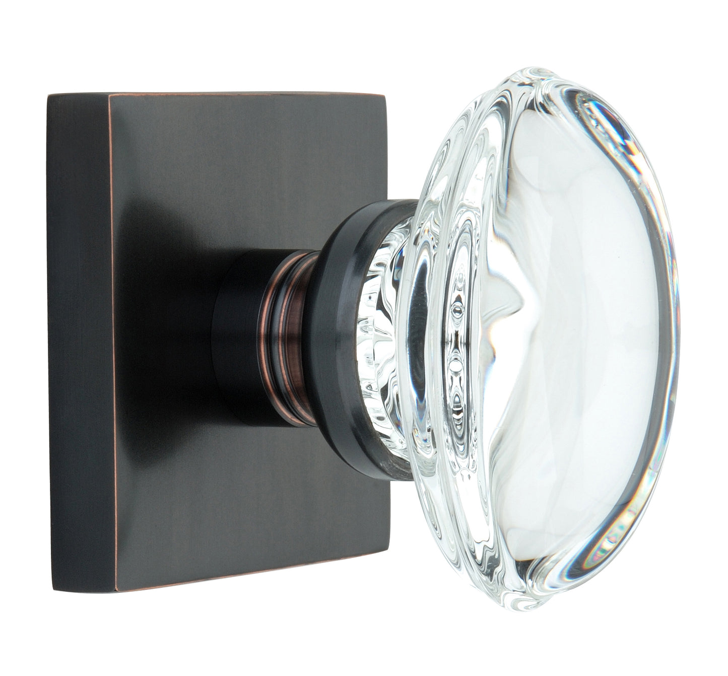 Square Rose with Oval Crystal Door Knobs - Passage / Hallway / Closet