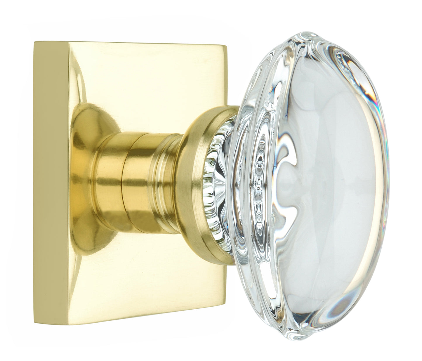 Square Rose with Oval Crystal Door Knobs - Passage / Hallway / Closet