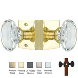 Square Rose with Oval Crystal Door Knobs - Passage / Hallway / Closet