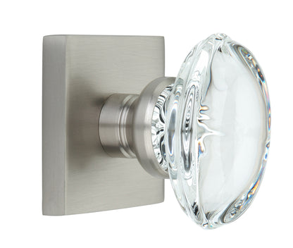 Square Rose with Oval Crystal Door Knobs - Double Dummy