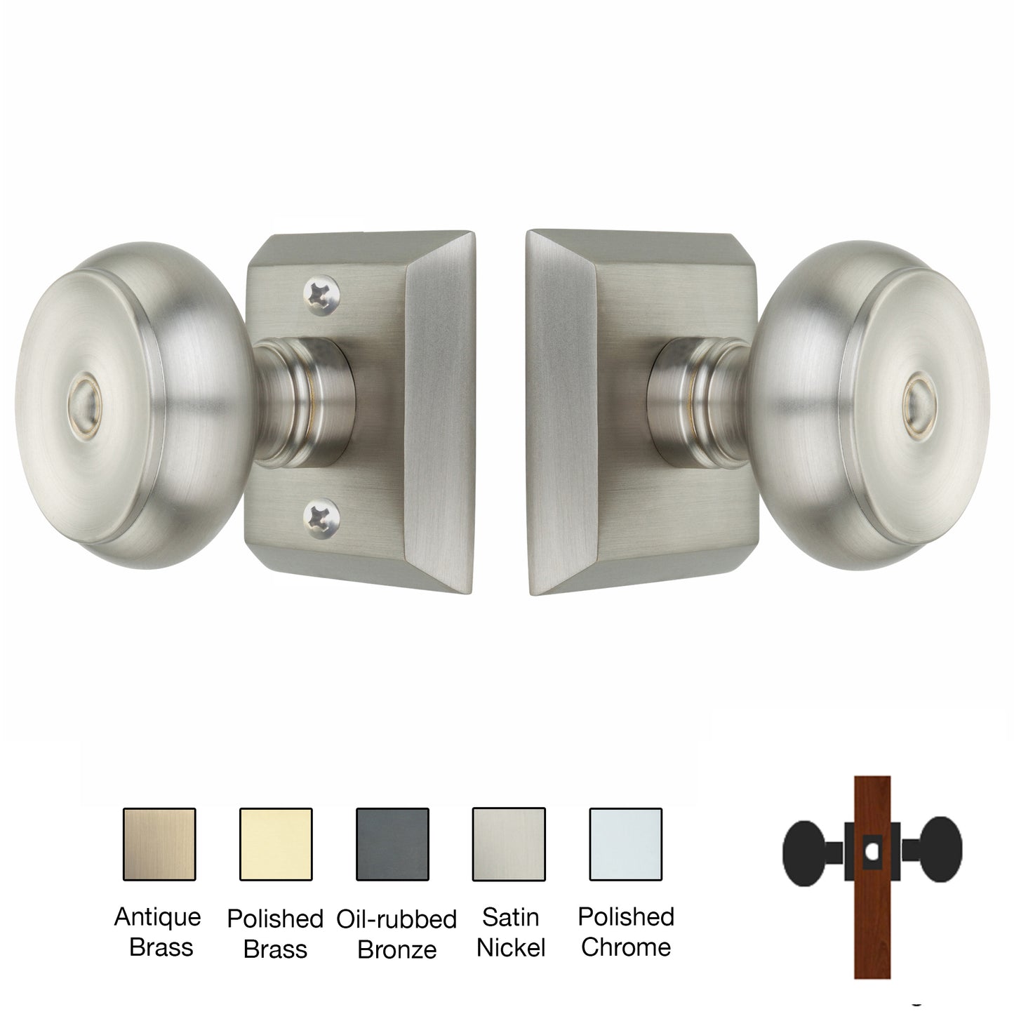 Metro Square Rose with Cambridge Door Knobs - Passage / Hallway / Closet