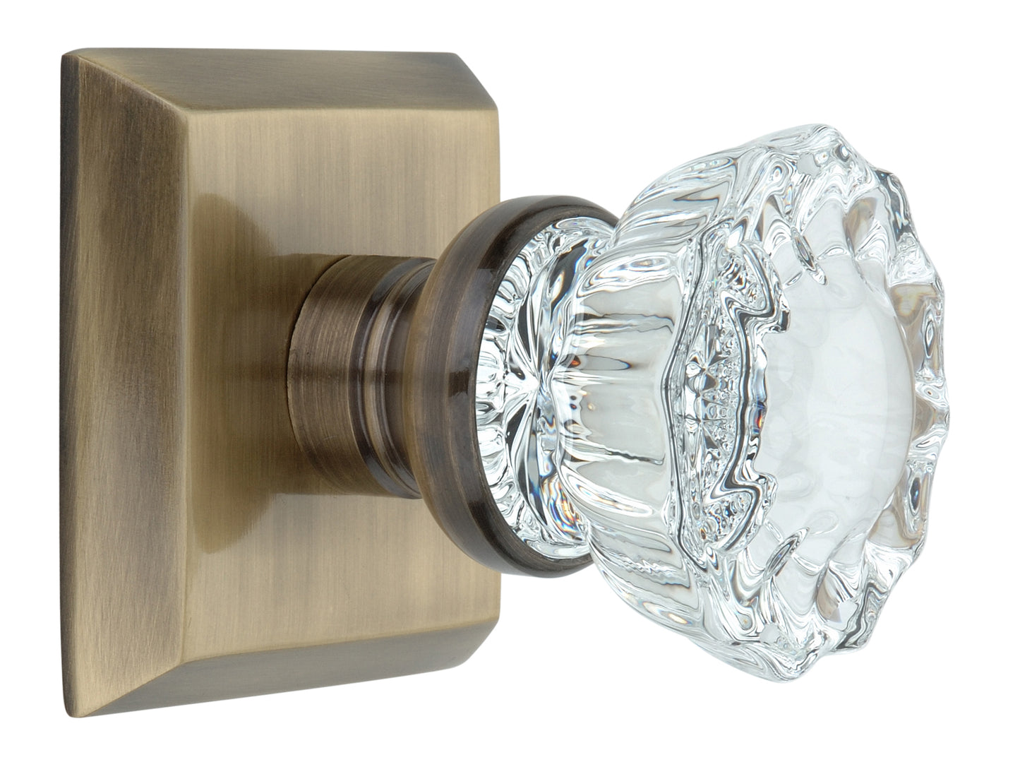 Metro Square Rose with Crystal Door Knobs - Double Dummy