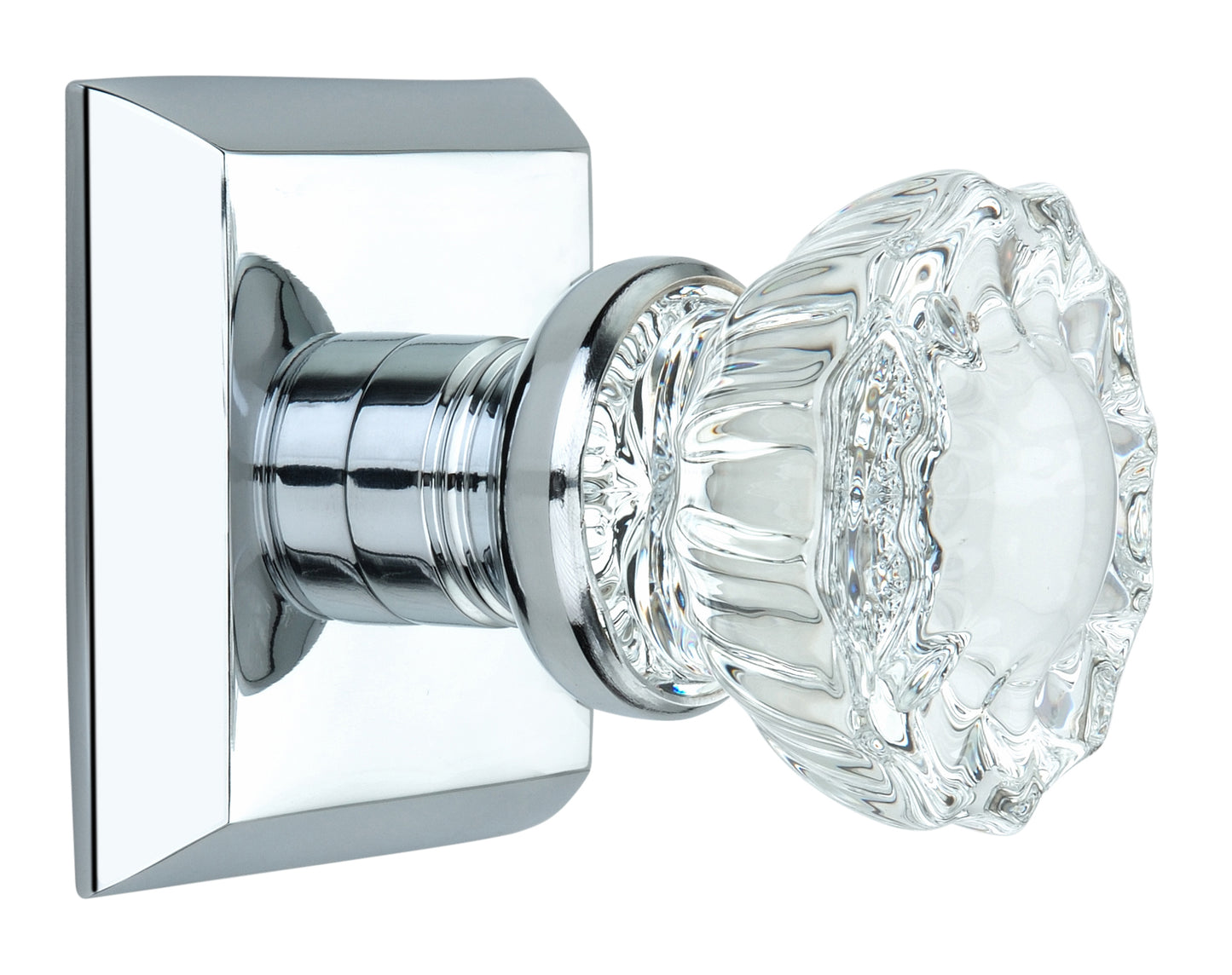 Metro Square Rose with Crystal Door Knobs - Privacy / Bathroom / Bedroom