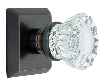 Metro Square Rose with Crystal Door Knobs - Double Dummy