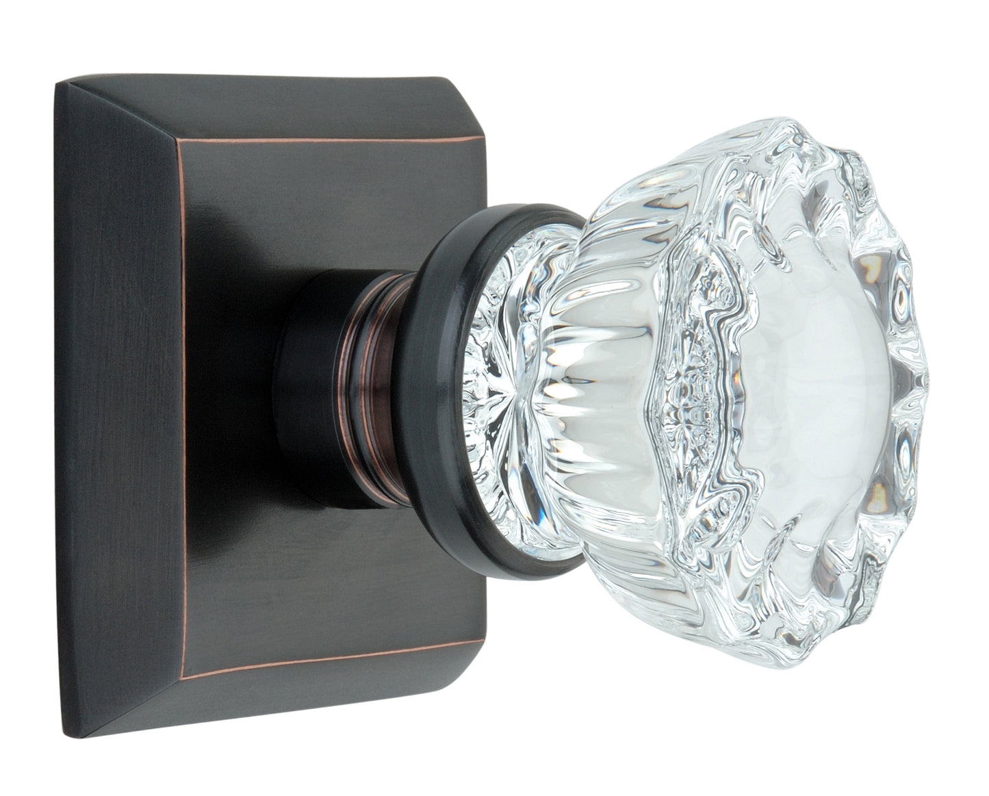 Metro Square Rose with Crystal Door Knobs - Privacy / Bathroom / Bedroom