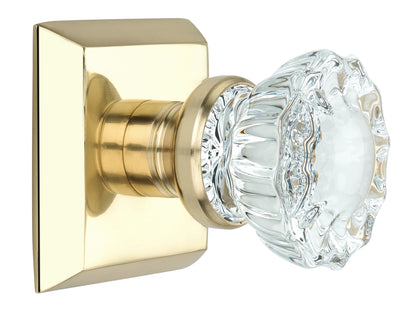 Metro Square Rose with Crystal Door Knobs - Passage / Hallway / Closet