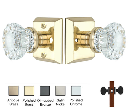 Metro Square Rose with Crystal Door Knobs - Privacy / Bathroom / Bedroom