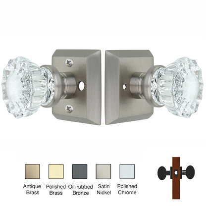 Metro Square Rose with Crystal Door Knobs - Privacy / Bathroom / Bedroom