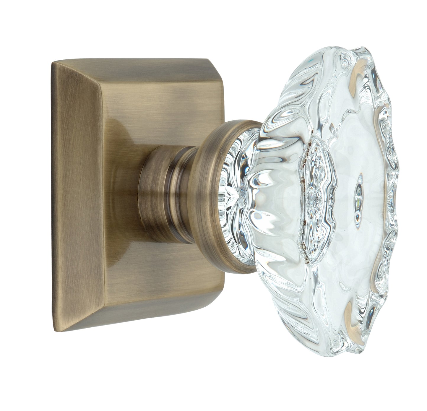 Metro Square Rose with Calvert Crystal Door Knobs - Double Dummy