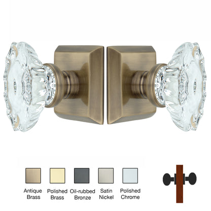 Metro Square Rose with Calvert Crystal Door Knobs - Double Dummy