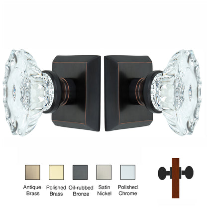 Metro Square Rose with Calvert Crystal Door Knobs - Double Dummy