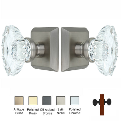 Metro Square Rose with Calvert Crystal Door Knobs - Double Dummy