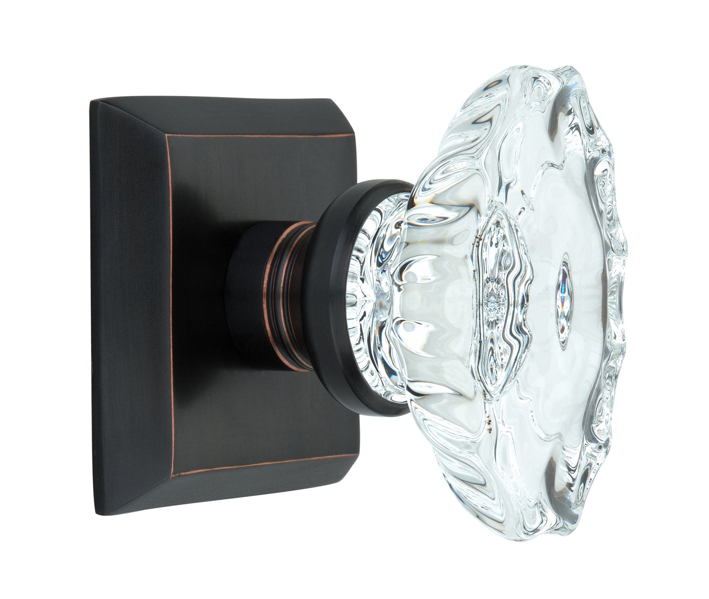 Metro Square Rose with Calvert Crystal Door Knobs - Double Dummy