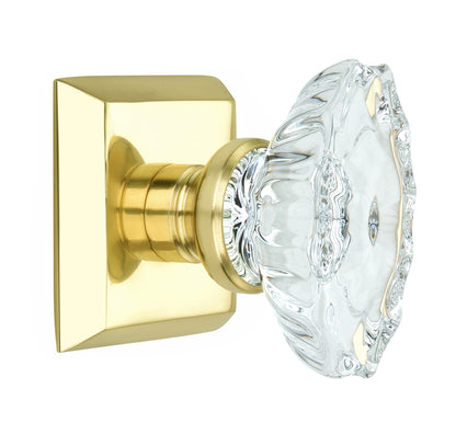 Metro Square Rose with Calvert Crystal Door Knobs - Double Dummy