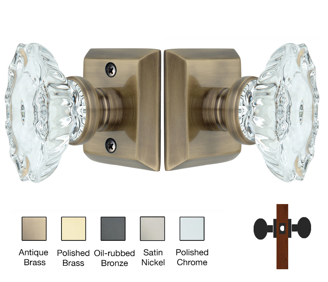 Metro Square Rose with Calvert Crystal Door Knobs - Passage / Hallway / Closet