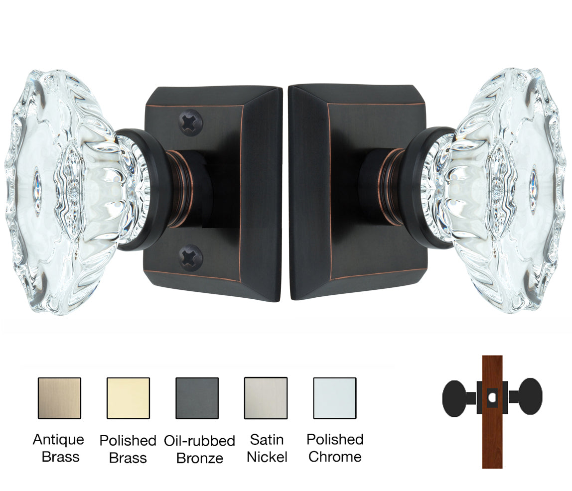 Metro Square Rose with Calvert Crystal Door Knobs - Passage / Hallway / Closet