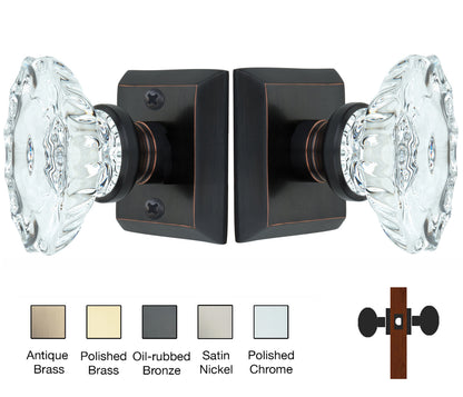 Metro Square Rose with Calvert Crystal Door Knobs - Passage / Hallway / Closet