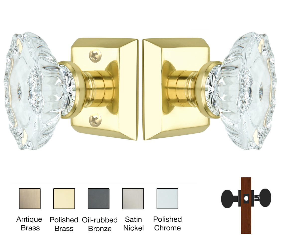 Metro Square Rose with Calvert Crystal Door Knobs - Passage / Hallway / Closet