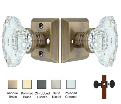 Metro Square Rose with Calvert Crystal Door Knobs - Privacy / Bedroom / Bathroom