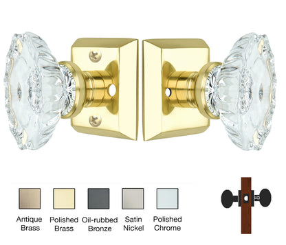 Metro Square Rose with Calvert Crystal Door Knobs - Privacy / Bedroom / Bathroom