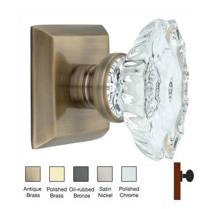 Metro Square Rose with Calvert Crystal Door Knobs - Single Dummy