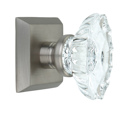 Metro Square Rose with Calvert Crystal Door Knobs - Double Dummy