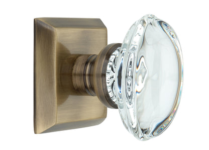 Metro Square Rose with Oval Crystal Knobs - Privacy / Bedroom / Bathroom