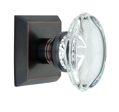 Metro Square Rose with Oval Crystal Knobs - Privacy / Bedroom / Bathroom