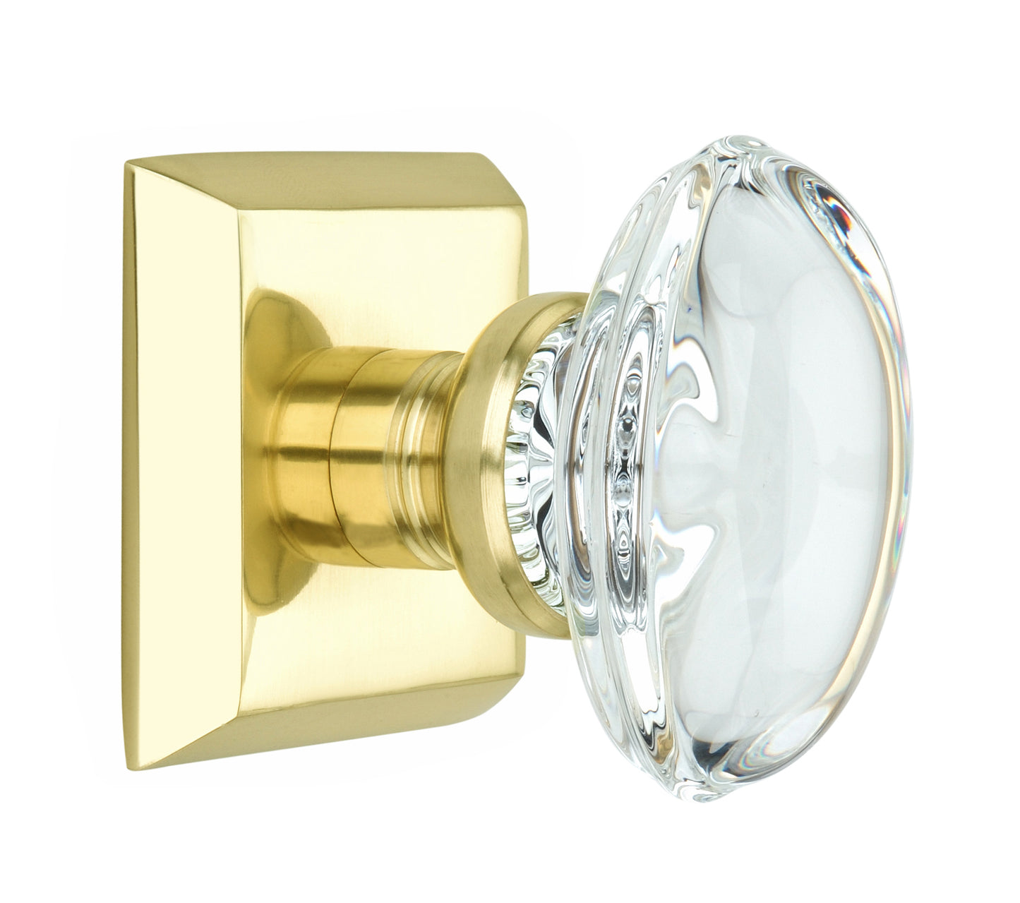 Metro Square Rose with Oval Crystal Knobs - Passage / Hallway / Closet