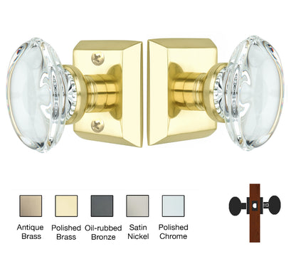 Metro Square Rose with Oval Crystal Knobs - Passage / Hallway / Closet