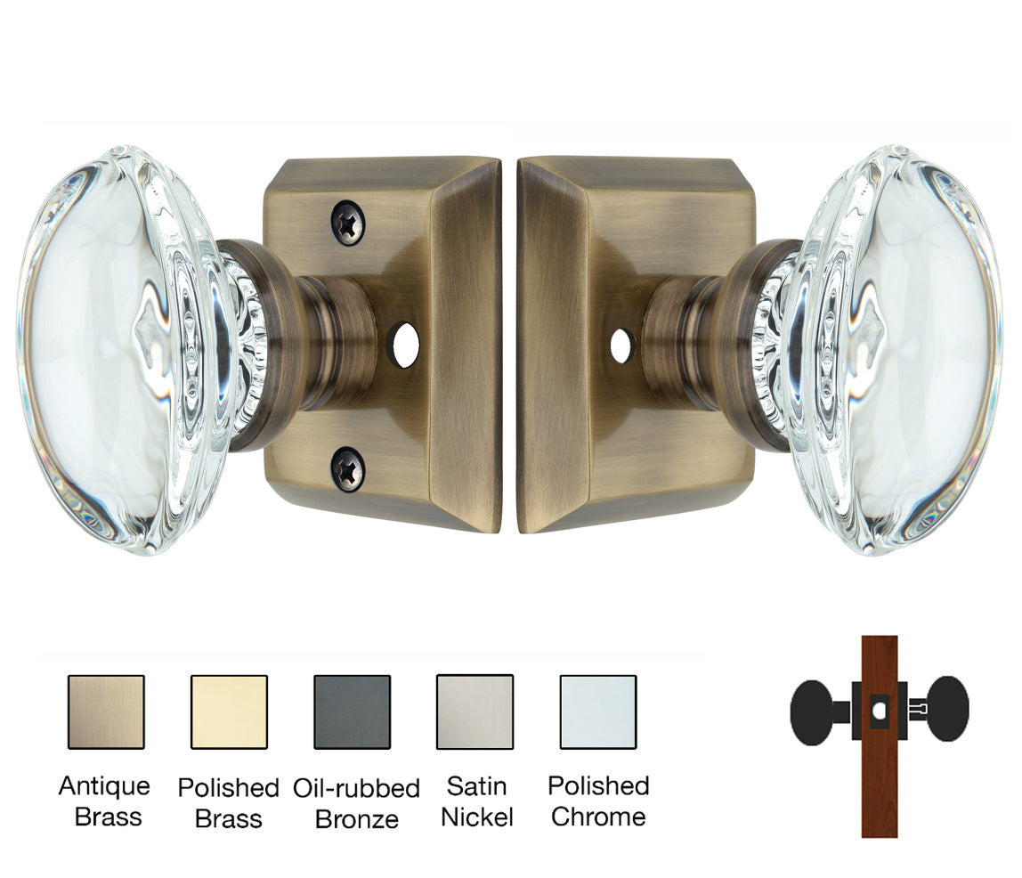 Metro Square Rose with Oval Crystal Knobs - Privacy / Bedroom / Bathroom