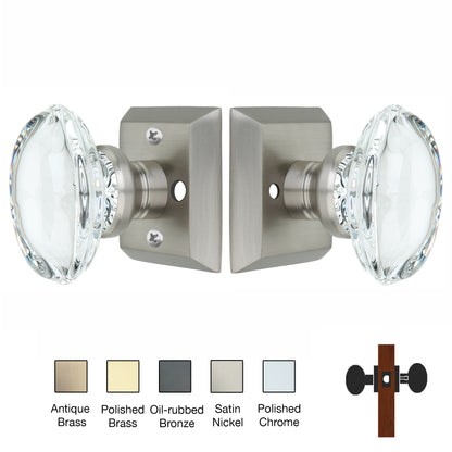 Metro Square Rose with Oval Crystal Knobs - Privacy / Bedroom / Bathroom