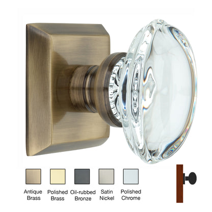 Metro Square Rose with Oval Crystal Knobs - Single Dummy