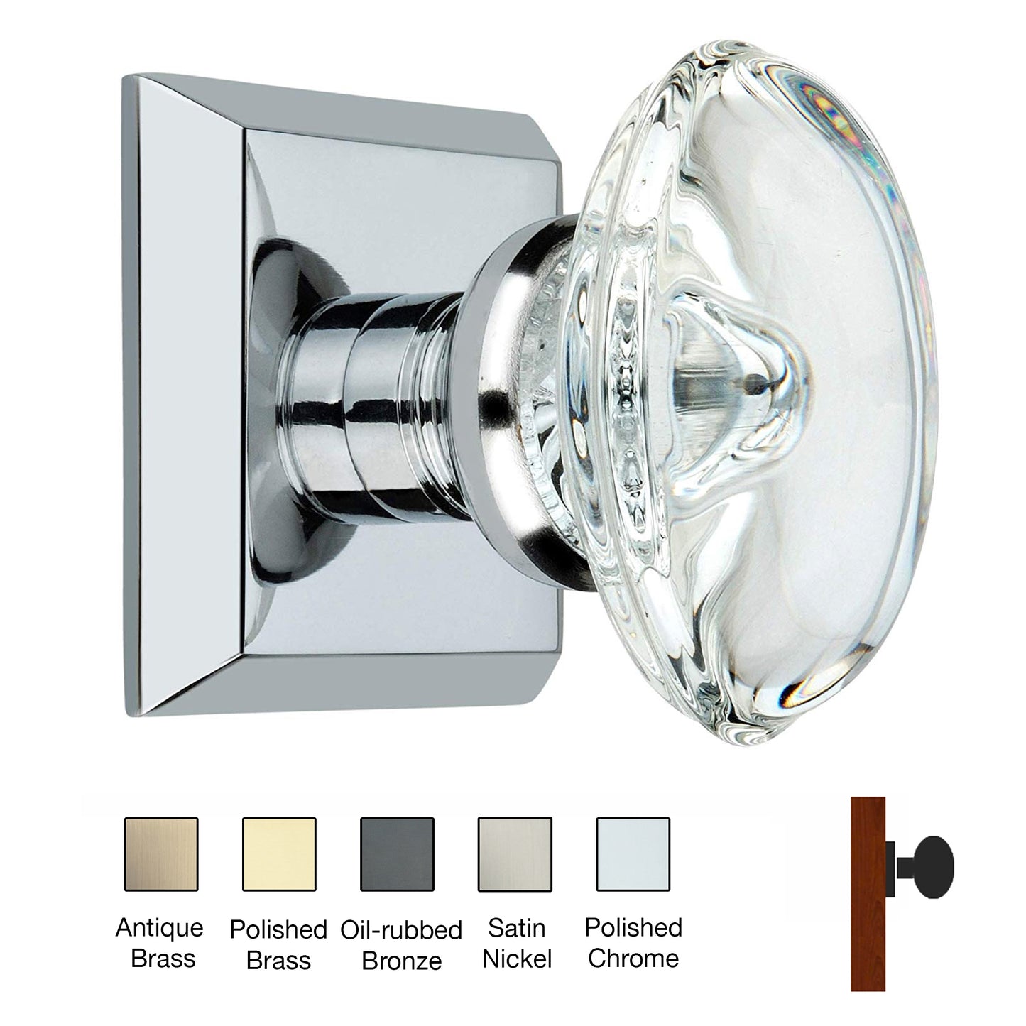 Metro Square Rose with Oval Crystal Knobs - Single Dummy