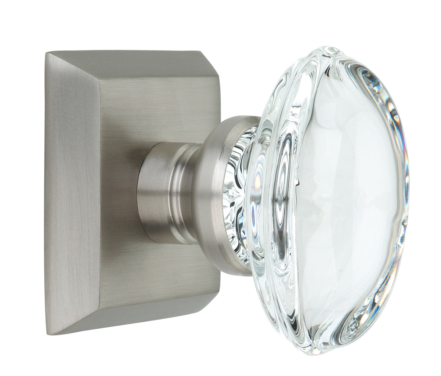 Metro Square Rose with Oval Crystal Knobs - Privacy / Bedroom / Bathroom