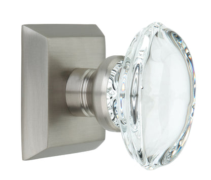 Metro Square Rose with Oval Crystal Knobs - Privacy / Bedroom / Bathroom