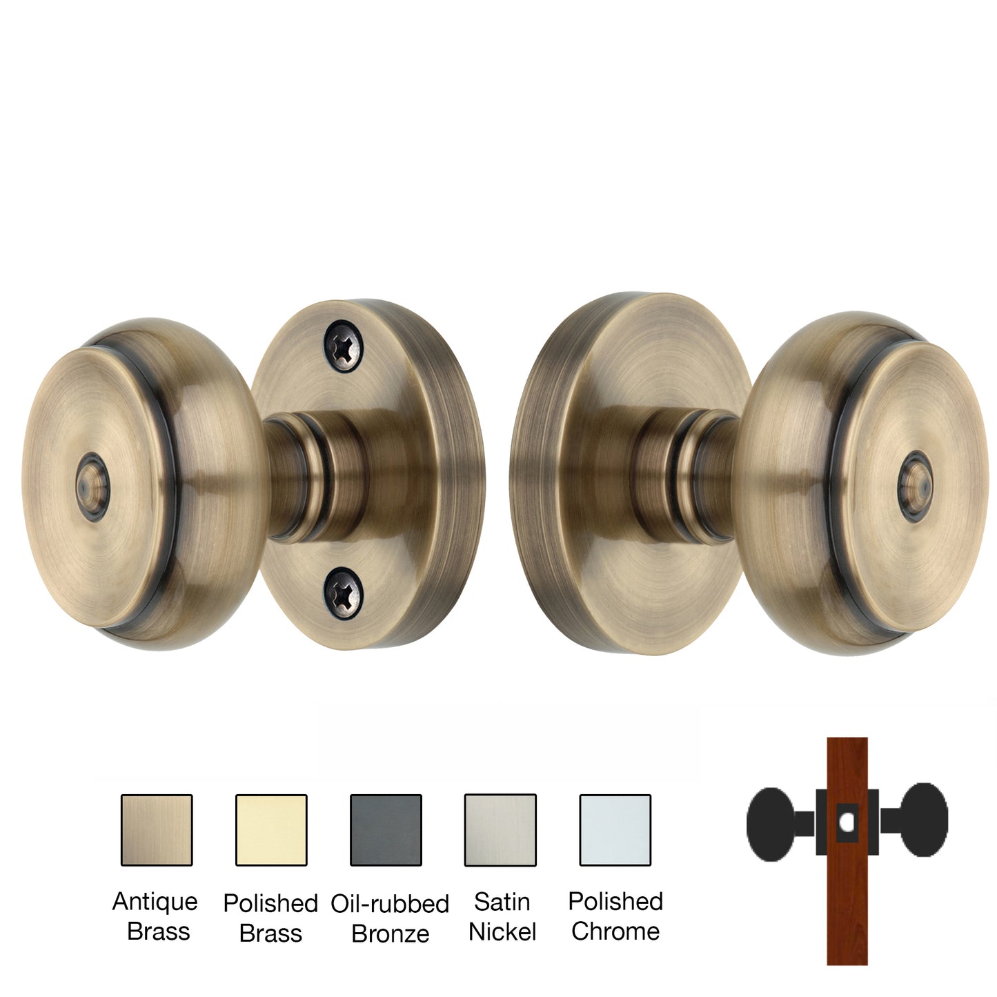 Round Rose with Cambridge Door Knobs - Passage / Hallway / Closet