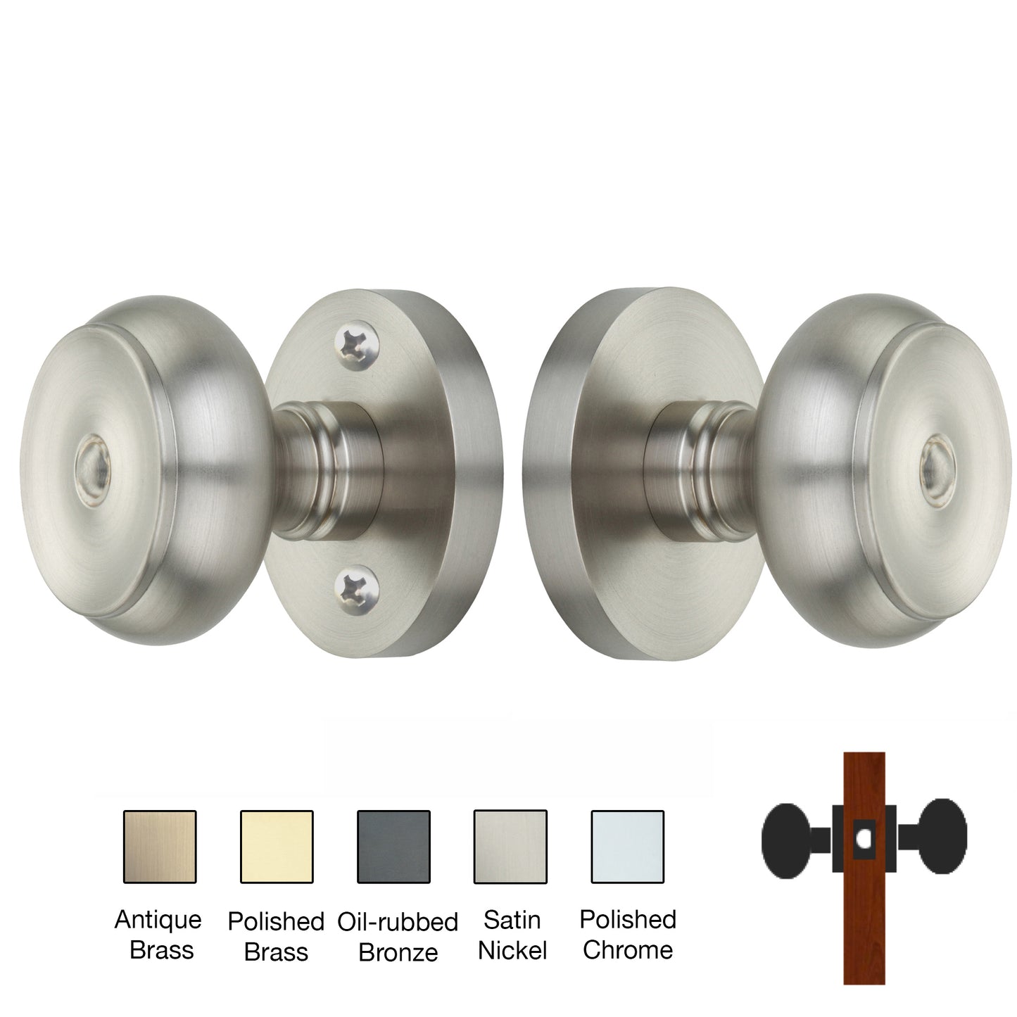 Round Rose with Cambridge Door Knobs - Passage / Hallway / Closet