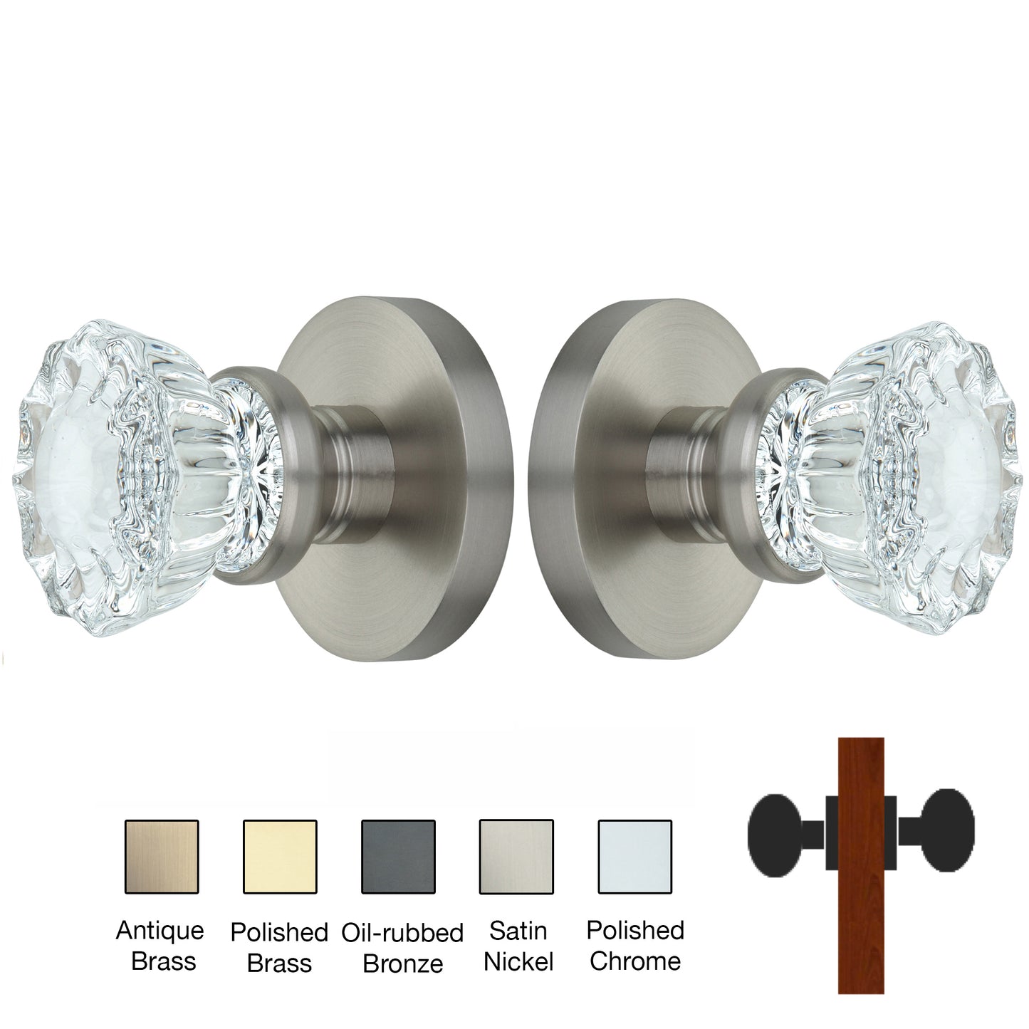 Round Rose with Crystal Door Knobs - Double Dummy